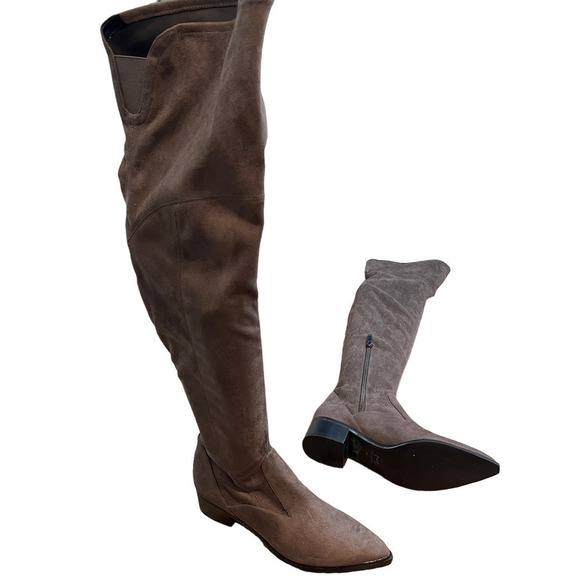 Marc Fisher Yakira Over the Knee Boot Heel Gray Women's Size 8M - Picture 6 of 12